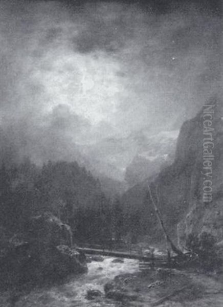 Gebirgslandschaft Im Mondlicht - view 1
