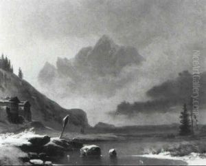 Gebirgssee Im Winter by Ludwig Gebhardt