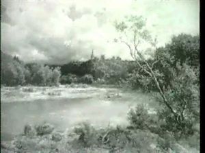 Isar-landschaft Mit Flossern Auf Dem Fluss Isar-landschaft Mit Flossern Auf Dem Fluss