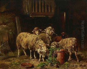 Schafe Im Stall by Otto Friedrich Gebler