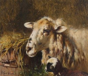 Schaf Und Lamm Im Stall by Otto Friedrich Gebler