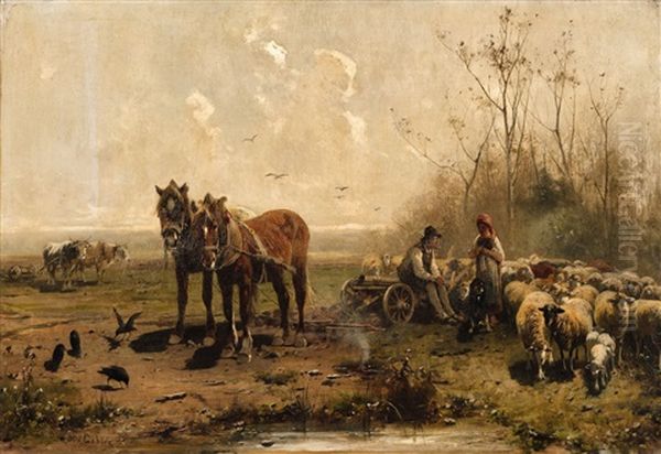 A Resting Peasant And A Young Shepherdess - view 1