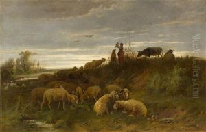 Hirtenfamilie In Einer Weiten Landschaft by Otto Friedrich Gebler