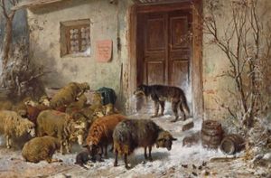 Schafe Und Hirtenhund by Otto Friedrich Gebler