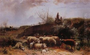 Mittagsruhe Bei Den Schafen by Otto Friedrich Gebler