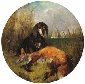 Ein Dackel Mit Jagdbeute by Otto Friedrich Gebler