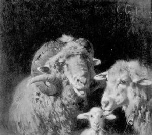 Ram, Ewe And Lamb by Otto Friedrich Gebler