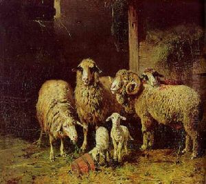 Schafe Im Stall by Otto Friedrich Gebler