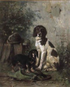 Zwei Jagdhunde (dackel Und Vorstehhund)