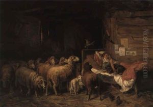 Sovende Hyrdedreng I Stalden by Otto Friedrich Gebler