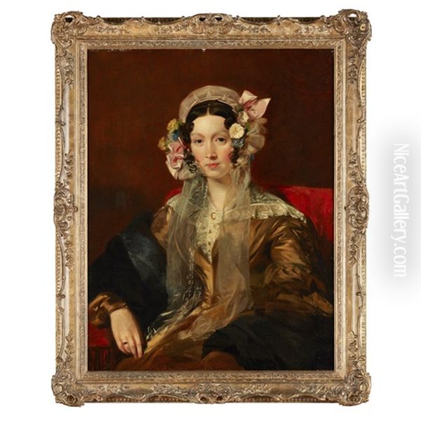 Half Length Portrait Of Mrs Jeremiah Greatorix by Andrew Geddes