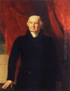 Portrait Of Sir John Marjoribanks Wearing A Black Coat by Andrew Geddes