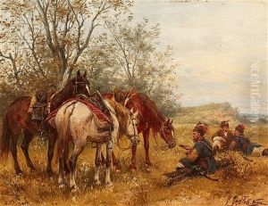 Hussars Resting by Ludwig Gedlek