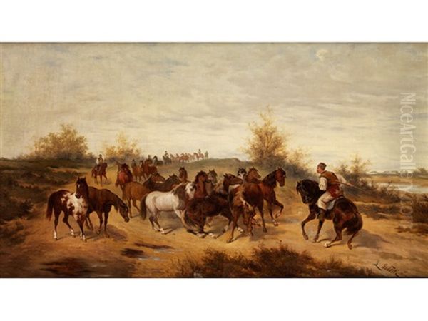 Pferdetreiber Auf Einem Weg - view 1