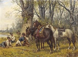 Hussars On Patrol In A Wooded Landscape Hussars On Patrol In A Wooded Landscape
