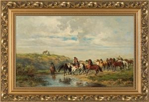 Cossacks Hurrying Horses by Ludwig Gedlek