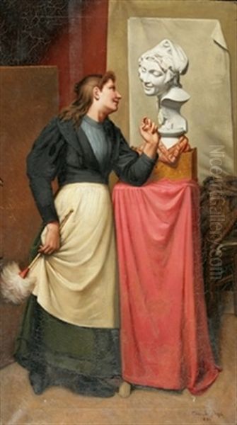 Jeune Fille Contemplant Le Buste Du Jeune Napolitain - view 1