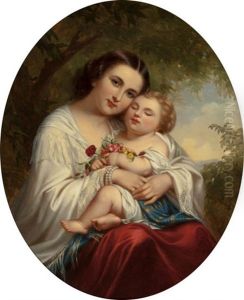 Mother And Child by Fanny (Fanny Corr) Geefs