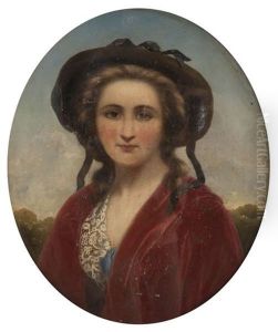 Portrait D'une Fille Devant Un Paysage by Fanny (Fanny Corr) Geefs