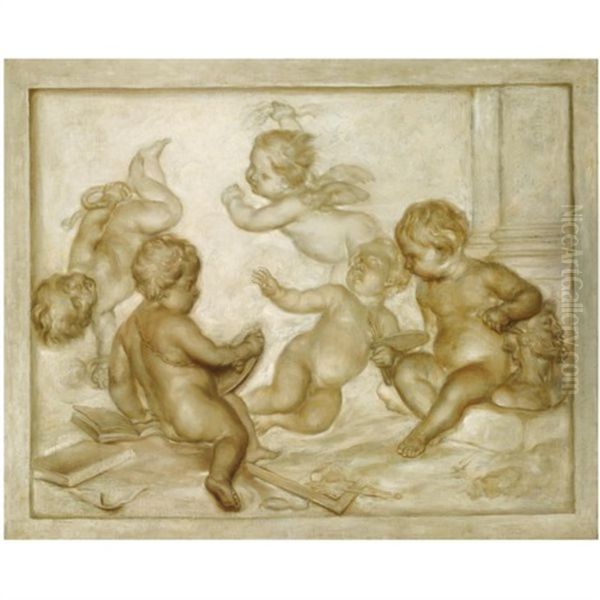Five Putti Representing An Allegory Of The Arts - view 1