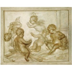Five Putti Representing An Allegory Of The Arts by Marten Jozef Geeraerts