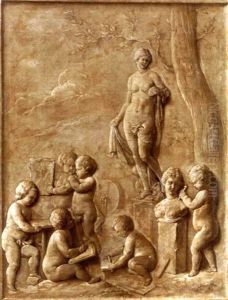 An Allegory Of Painting And Sculpture by Marten Jozef Geeraerts