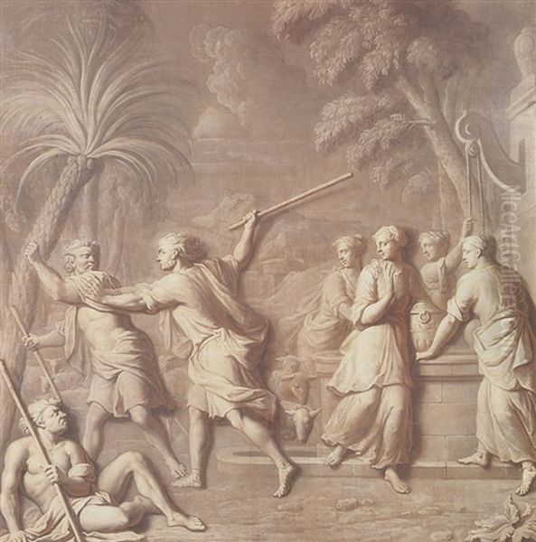 Moses Driving Shepherds From The Well Of The Daughters Of Jethro - view 1