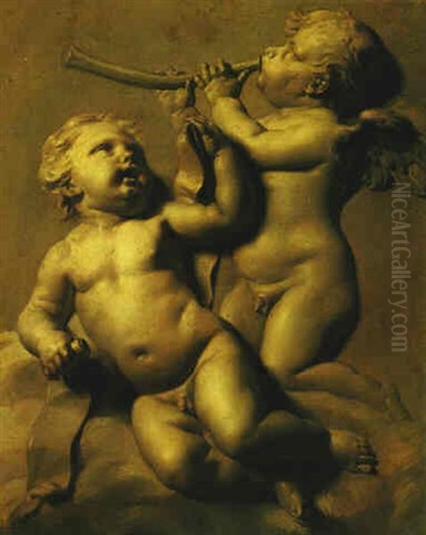 Two Putti Making Music - view 1