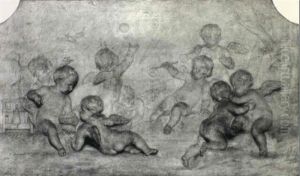 Putti Playing by Marten Jozef Geeraerts