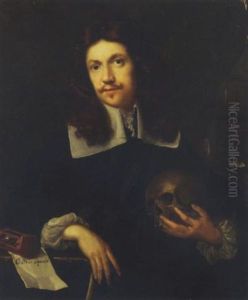 A Vanitas Portrait Of A Gentleman by Julius Geest