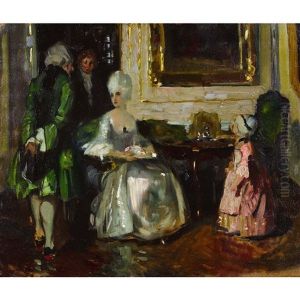 Interieur Mit Rokoko-dame Und Bedienstetem by Walter Geffcken
