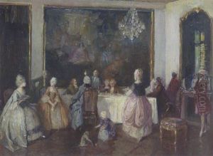 Tafelrunde Im Rokokosalon by Walter Geffcken