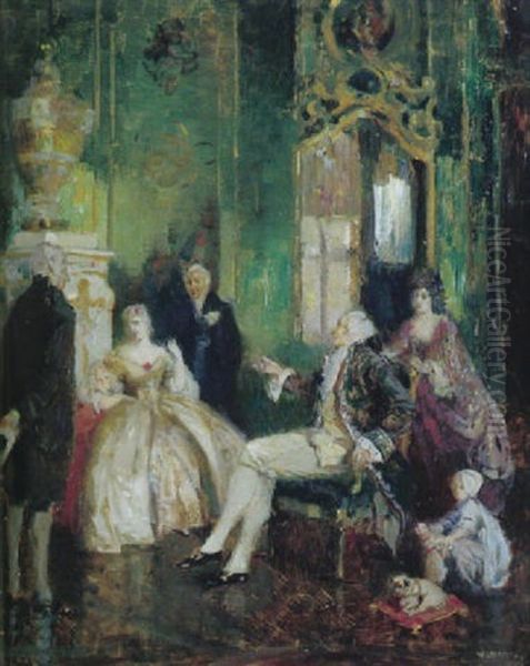 Rokokosalon Mit Hofischer Gesellschaft - view 1