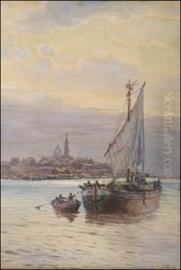 Laivaa Lastataan Aamun Sarastaessa (loading A Ship At Dawn) by Karl Eduardovich Geftler