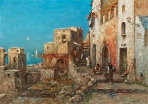 Italian Village In Moonlight by Wilhelm von Gegerfelt