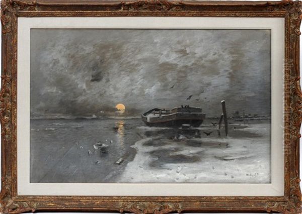Evening Coastline Scene With A Ships Hull - view 1