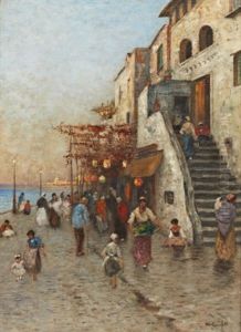 Folkliv Vid Venetiansk Kaj by Wilhelm von Gegerfelt