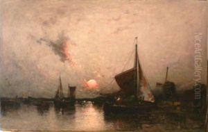 Bateaux Au Soleil Couchant by Wilhelm von Gegerfelt