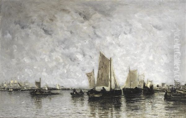 Sail And Steam Vessels In An Estuary - view 1