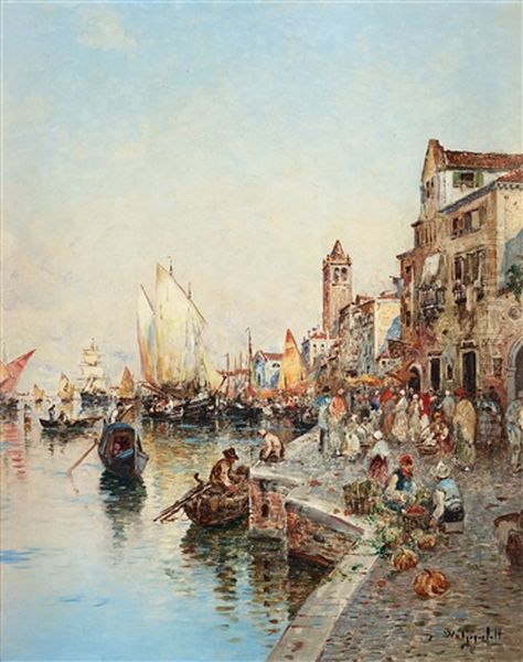 Venetianskt Kajmotiv Med Figurer - view 1