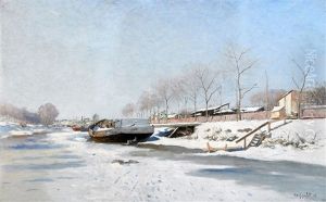 Vinterdag Pa Fyrisan - Motiv Fran Vasteras by Wilhelm von Gegerfelt