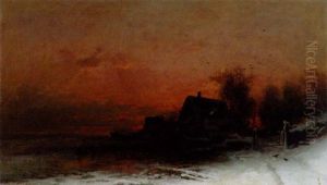 Vinterlandskap I Aftonrodnad by Wilhelm von Gegerfelt