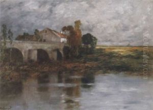 Landskap Med Stenbro Over Vattendrag by Wilhelm von Gegerfelt