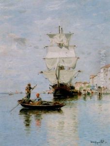 Fartyg Pa Lagunen, Venedig by Wilhelm von Gegerfelt