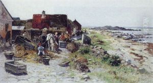 Kystparti Fra Bretagne Med Kvinder Og Born I Faerd Med Dagens Dont Kystparti Fra Bretagne Med Kvinder Og Born I Faerd Med Dagens Dont