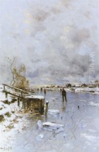 Vinterlandskap Med Skridskoakare by Wilhelm von Gegerfelt
