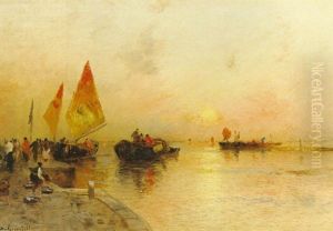 Venedig Med Utsikt Mot Murano I Solnedgang