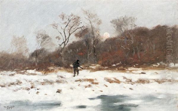 Vinterlandskap Med Jagare - view 1