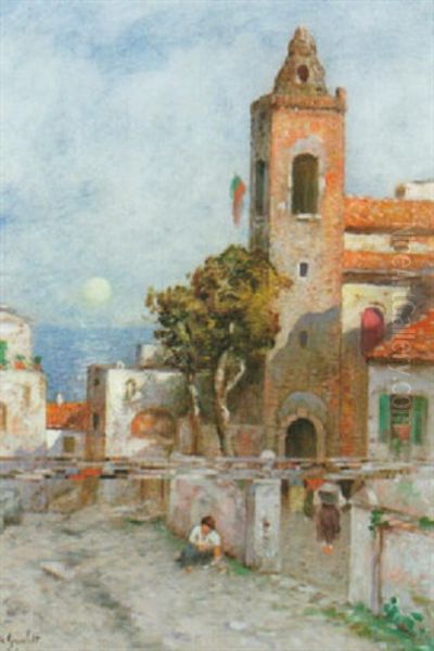 Stadsbild Med Figurer I Kvallsljus - Italien - view 1