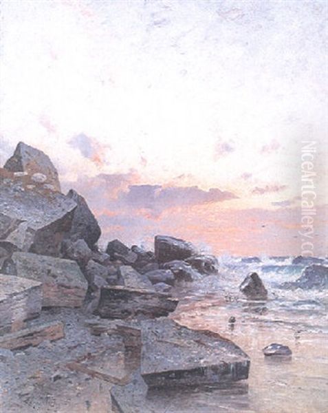 Aftonrodnad Vid Klippig Kust - view 1